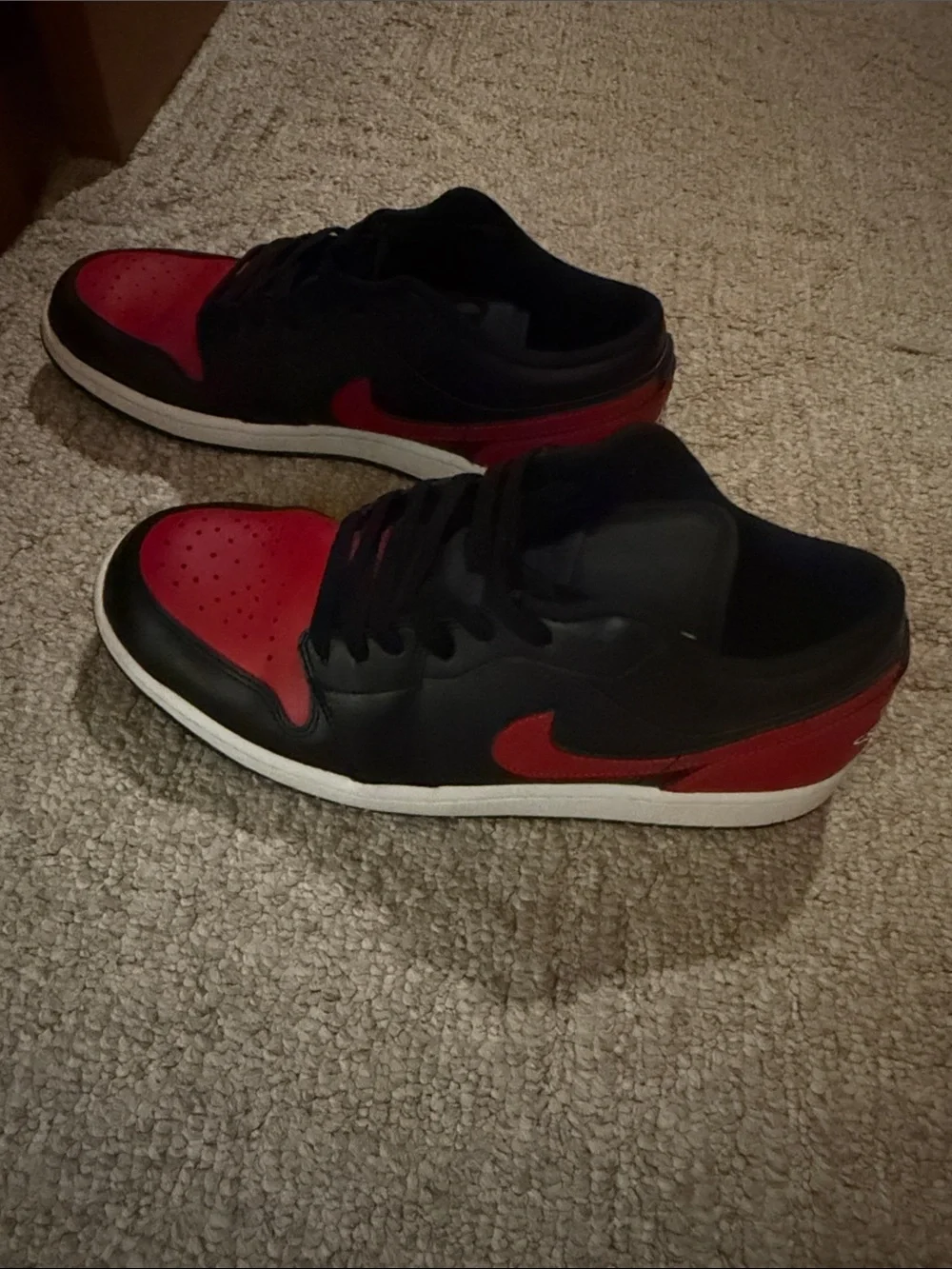 Nike Air-Jordan Men’s Low-Top Sneakers — Black/Red 11.5